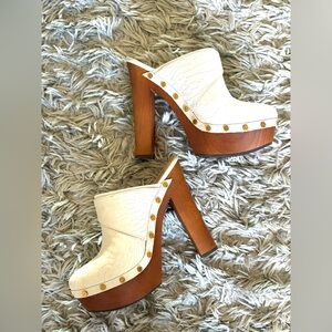 Veronica Beard Alek Chiffon Alligator Platform Clogs